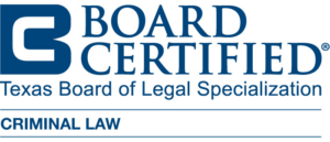 Texas Board of Legal Specialization logo for board-certified criminal law attorneys.