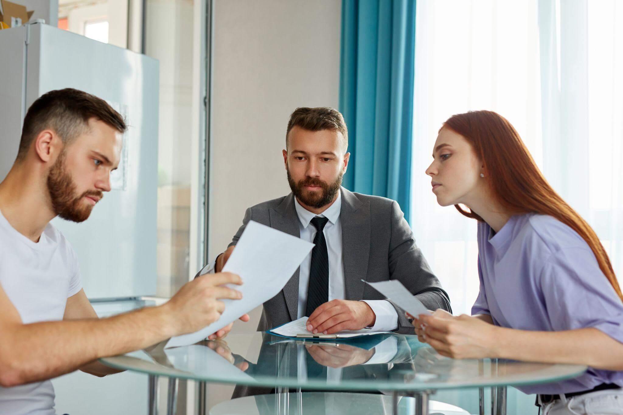 Group of clients meeting with a divorce lawyer